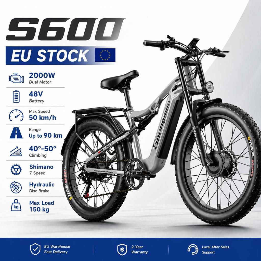 Shengmilo S600 Electric Bicycle 2000W48V17.5AH Electric Bike 26 Inch Fat Tires E-Bike For Adult Mountain Ebike