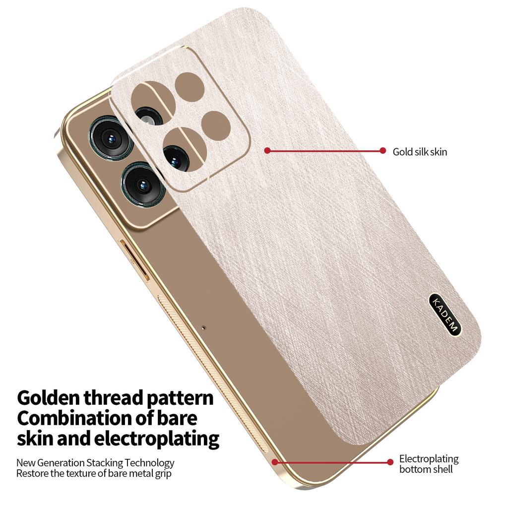 KADEM For Motorola Edge 50 5G Case Electroplating Silk Texture PU + TPU Phone Back Cover