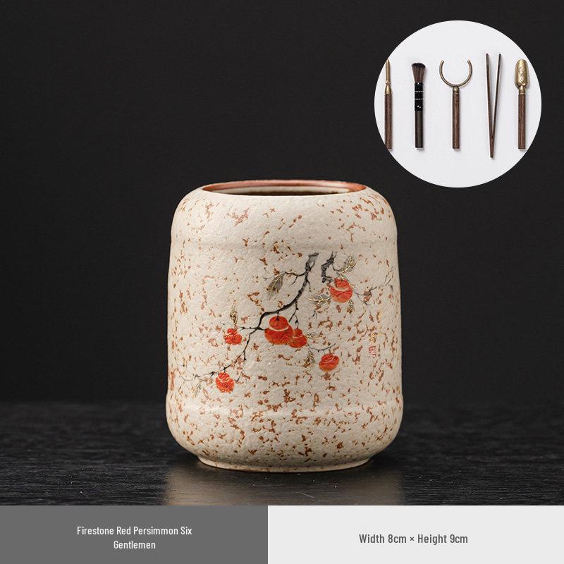 Luxurious Flint Red Xishi Gaiwan Tea Set with Handle, Lid, Filter Net, and Gong Dao Bei for Kung Fu Tea Ceremony