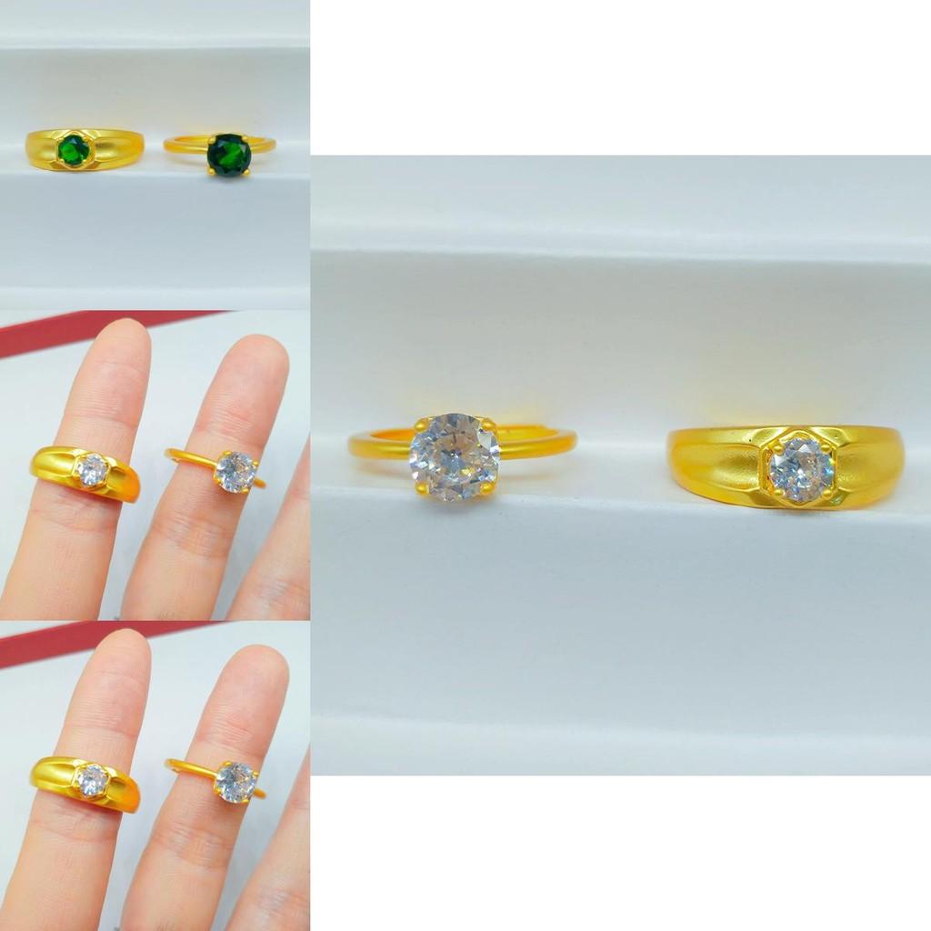 Fashionable Gold Plated Brass Couple Rings With Shiny Diamond Accents Perfect For Special Occasions