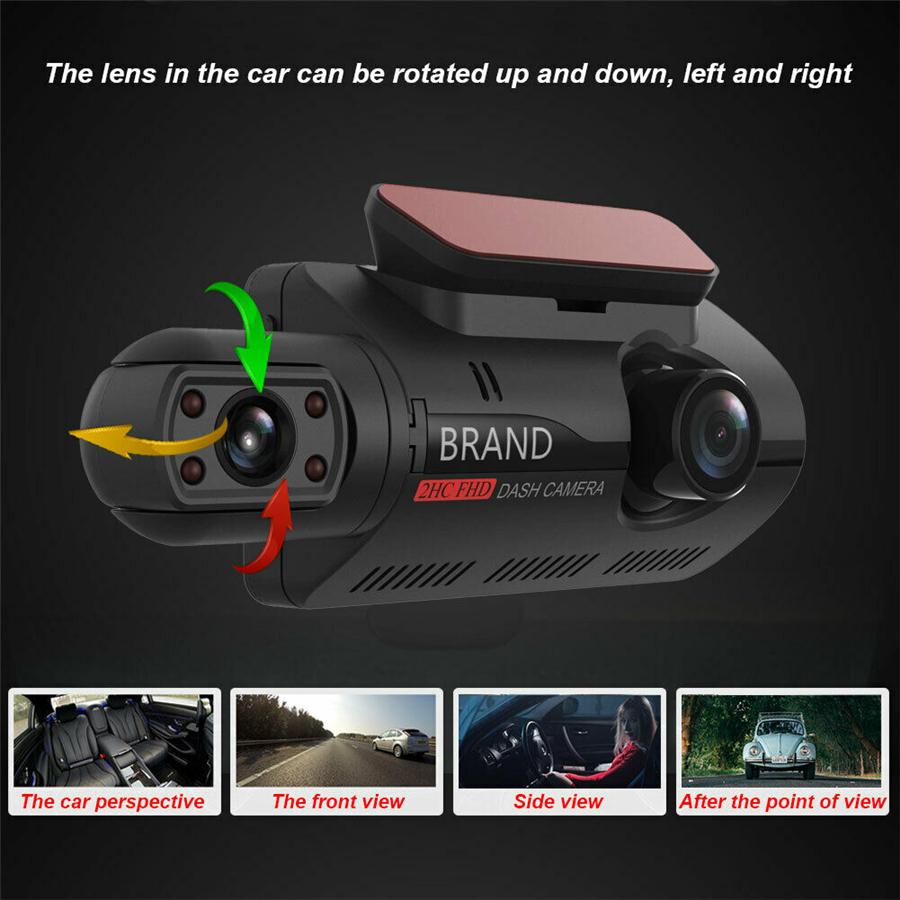 2HC FHD 1080P 3 Inch Car Dash Cam Driving Video Recorder DVR Dual Lens Camera