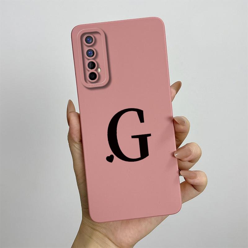 

For Realme 7 Global RMX2151 RMX2155 Case Realme 7 Pro RMX2170 Phone Case Cute Initial Letters Square Silicone Shockproof Cover Realme 7