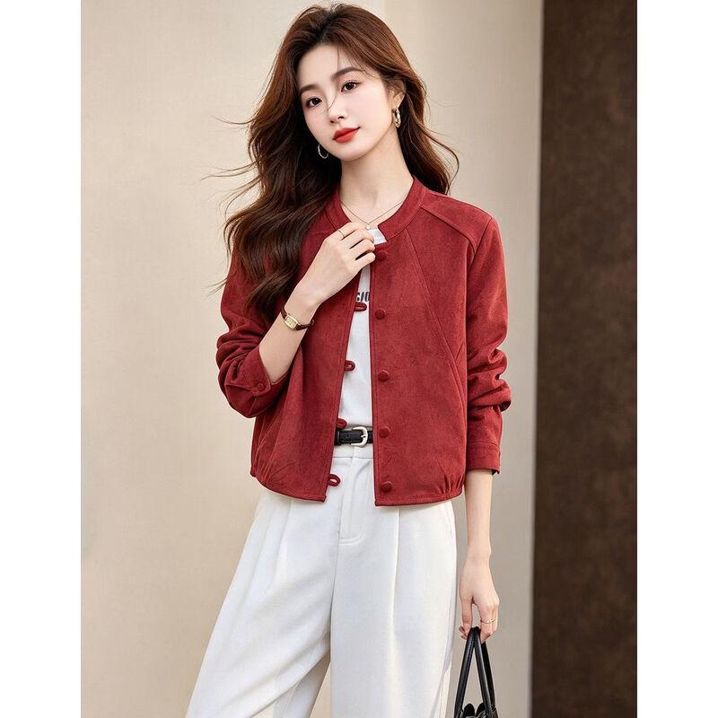 D.F.DEAR Women's Stand-Collar Single-Breasted Long-Sleeve Jacket
