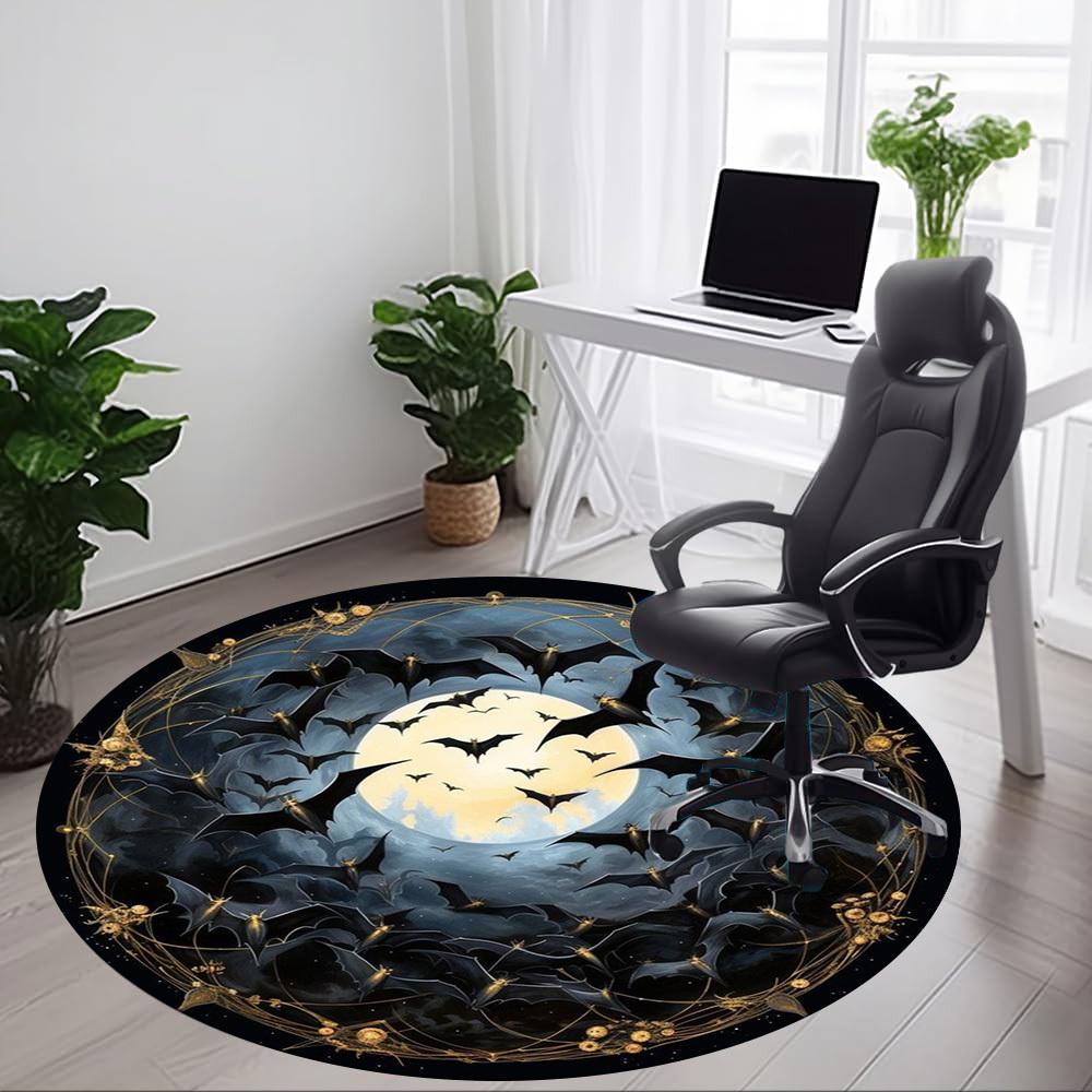 1pc Bat Moon Night Print Chair Carpet for Office Non-Slip Mat for Office - Decorative Floor Mat Yy251030211