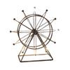 Sky Wheel Ornament with LED Light Rotatable Iron Wire Ferris Wheel Model Metal Figurine Home Office Desktop Decoration