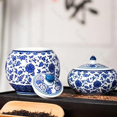 Keramikdosen im Retro-Chinesischen Stil Heim Wohnzimmer Desktop Aufbewahrung Konservenzubehör Kreatives und Exquisites Teebehälter-Ornament