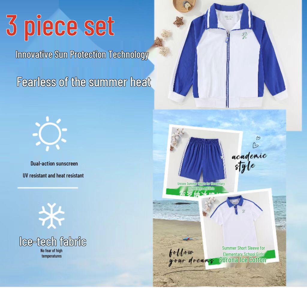 Shenzhen School Uniform Summer Sports Set: Combed Cotton Short Sleeve & Long Pants for Boys & Girls