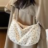 New Corduroy Strip Crossbody Bags Korean Style Large Capacity Girls Hobos Bags Bowtie Zipper Dumpling Pouch Daily Use