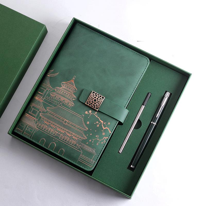 (Gratis gravering av logotyp) A5 kontorsanteckningsbok med presentförpackning, studentdagbok, handbok med spänne, mötesprotokollbok, ämnesanteckningsbok