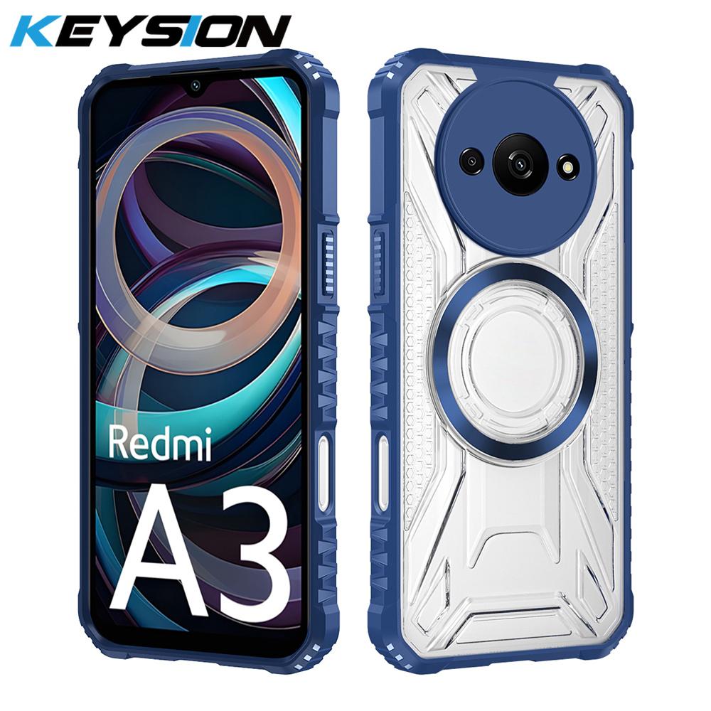 

Прозорий магнітний чохол KEYSION для Redmi A5 A3 A3X М який силікон+ПК Ударостійкий чохол для телефону для Xiaomi POCO C61 C71 for Redmi A3