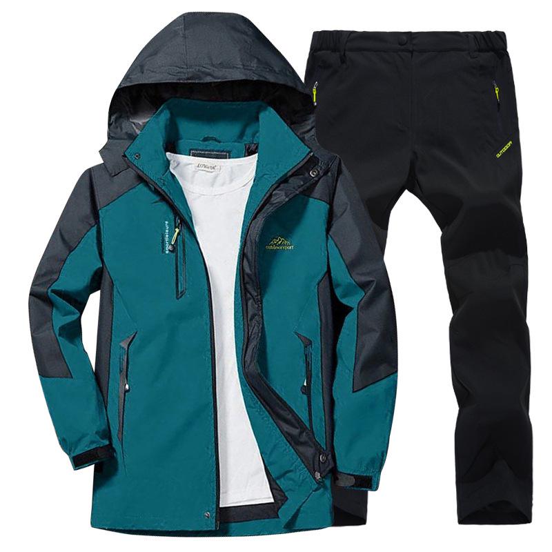 Unisex Windproof & Waterproof Jacket and Pants Set for Spring/Autumn – Ideal for Mountaineering