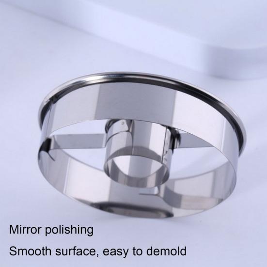 Stainless Steel Donut Cookie Cutter Round Biscuit Mousse Cake Mold Easy-Release Heat-Resistant Rust-Proof Essential Baking Tool for Pastry Dessert