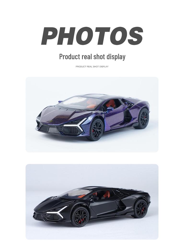 1:32 Lamborghini Revuelto Sports Car Model - Alloy, Scissor Doors, Sound & Light, Pull-back Simulation.