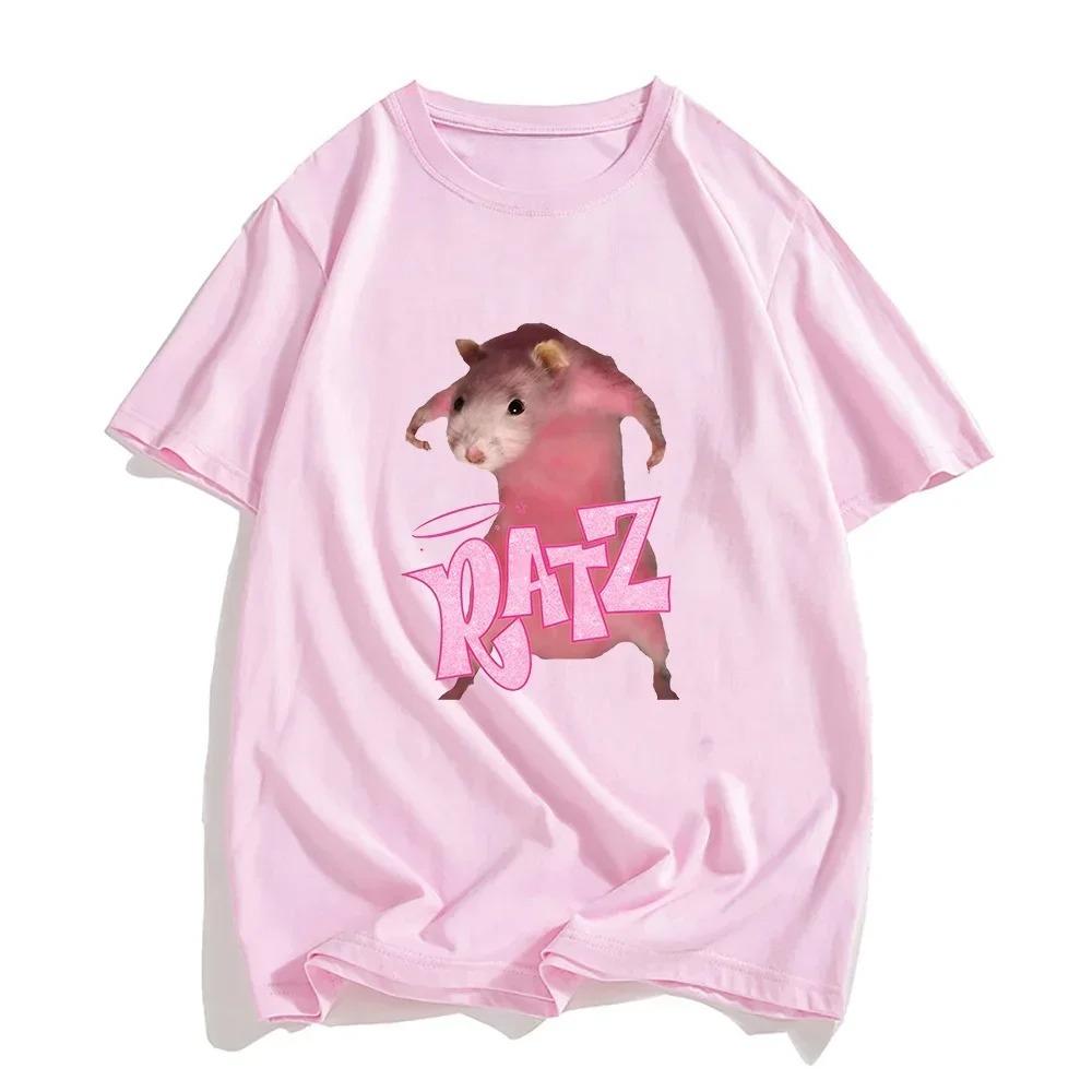 

Women Ratz Mouse Cartoon Print T-Shirt Harajuku Cool Loose Short Sleeve Casual Streetwear Daily Fashion Basic Tee Top S