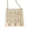 Decorative Wall Home Sweet Rustic White Wood Hanging Plaque Sign With Hooks Key Hanger Gift