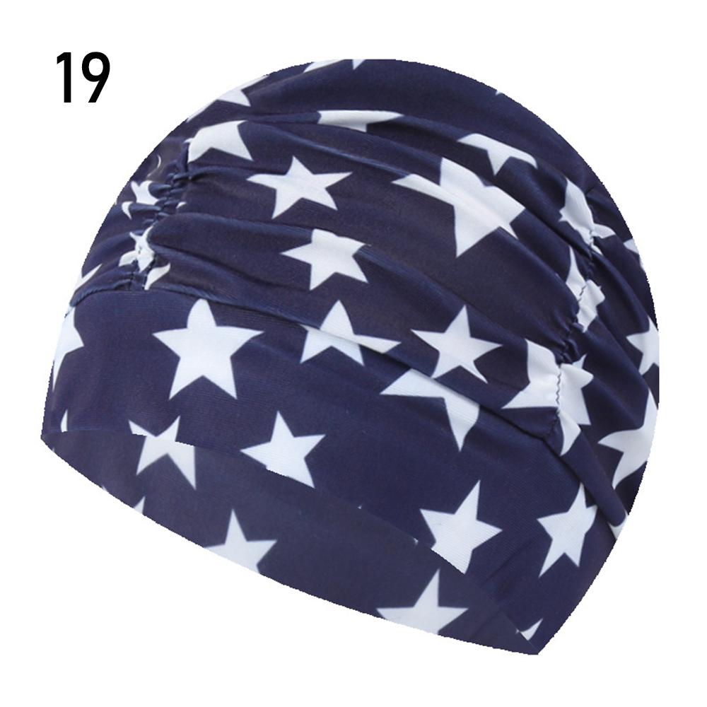 Shower Cap Elastic Nylon Turban Flowers Printed Swimming Cap Pool Bathing Hat Long Hair Protect Waterproof Hats for Men Women