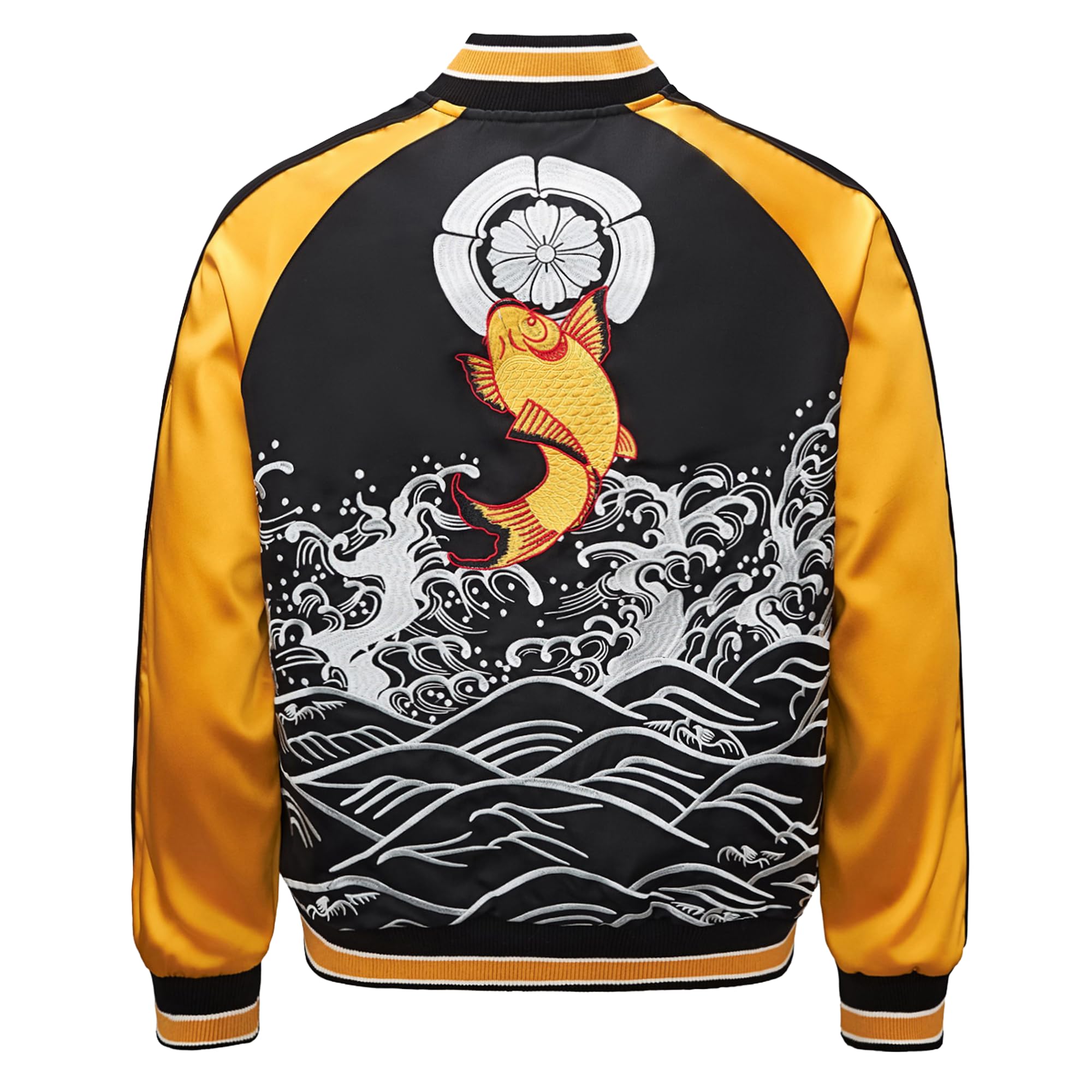

Sukajan Carp Sea Military Jacket Stadium Carp Pattern Loose Flight Jacket Embroidered Blouson Baseball Clothes Autumn Winter Warm FUN228 [East Rain]