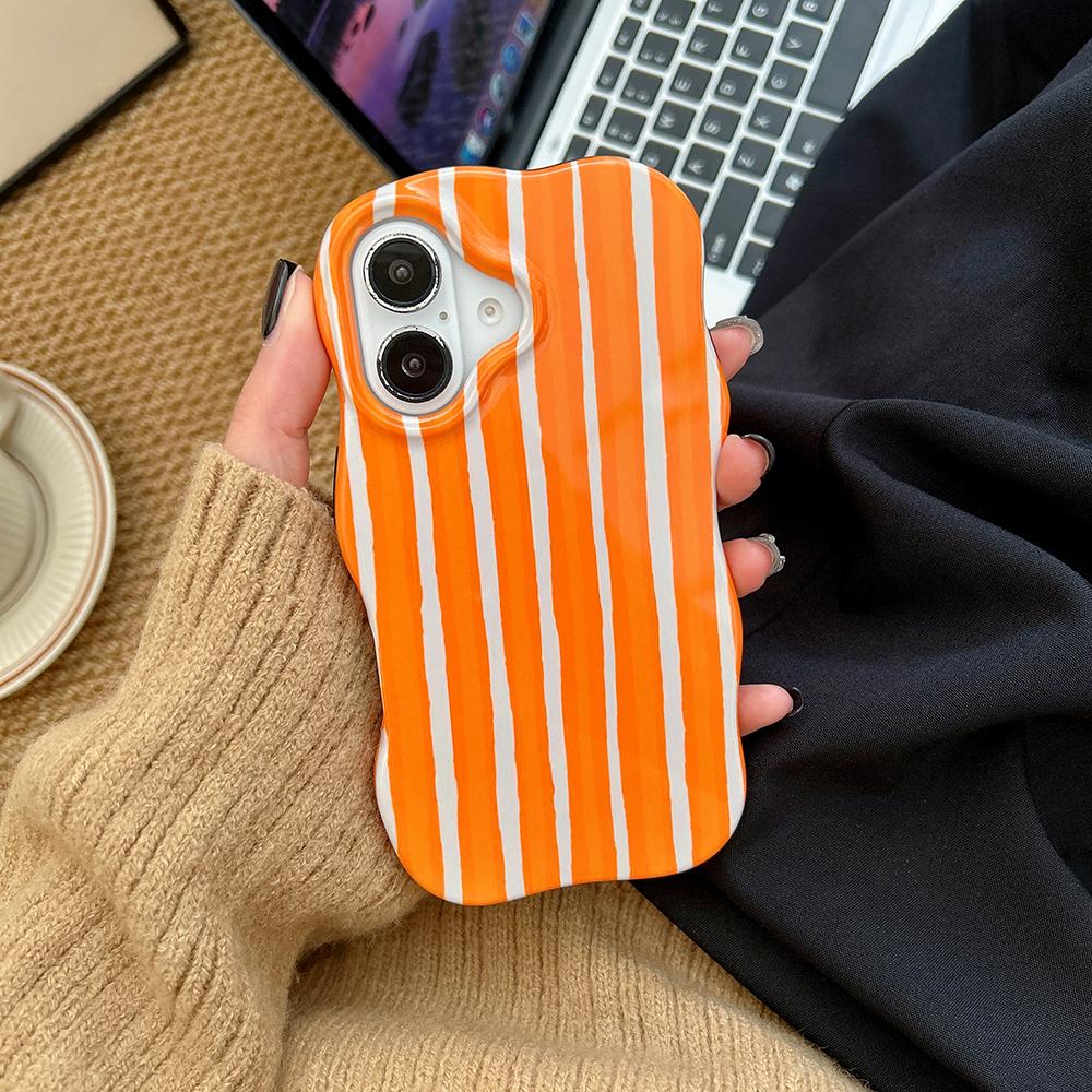 

Fashion 2 in 1 Artistic Stripes Phone Case for iPhone 13 14 15 16 17 Pro Max Wave Edges Comfortable Touch Hard Slim Back Cover iPhone 13