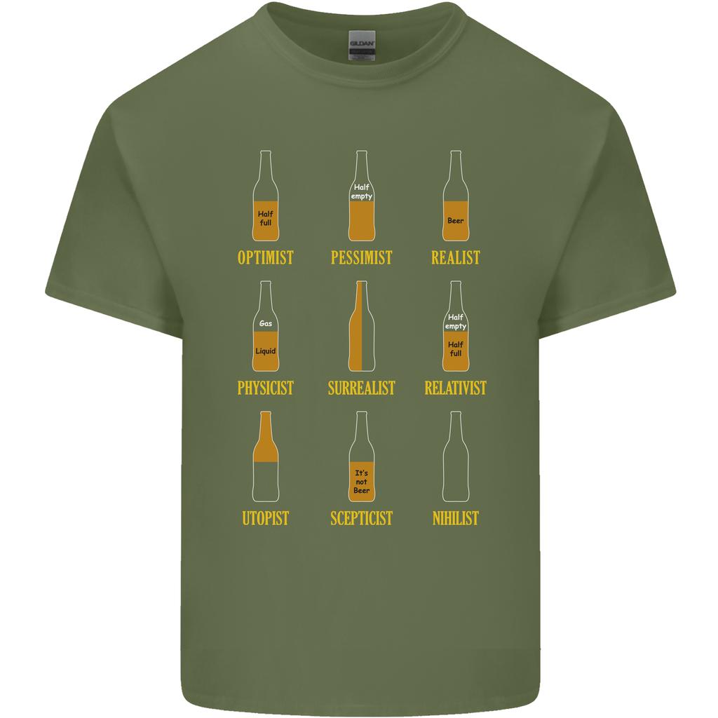 Optimism Pessimism Beer Alcohol Funny Unisexs Light Cotton TShirt