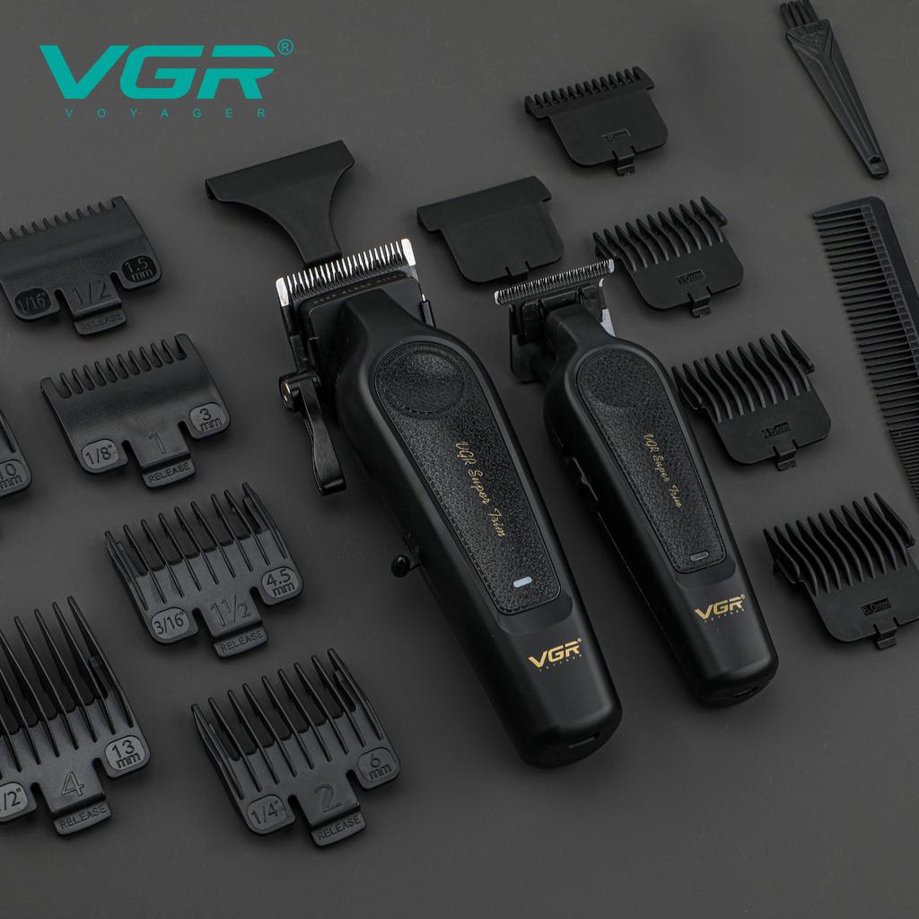 New Original VGR Professional Home Hair Clippers Rechargeable Hair Trimmer Metal Body Haircut Machine DLC Blade Clippers for Man V-197 V-995 A Set