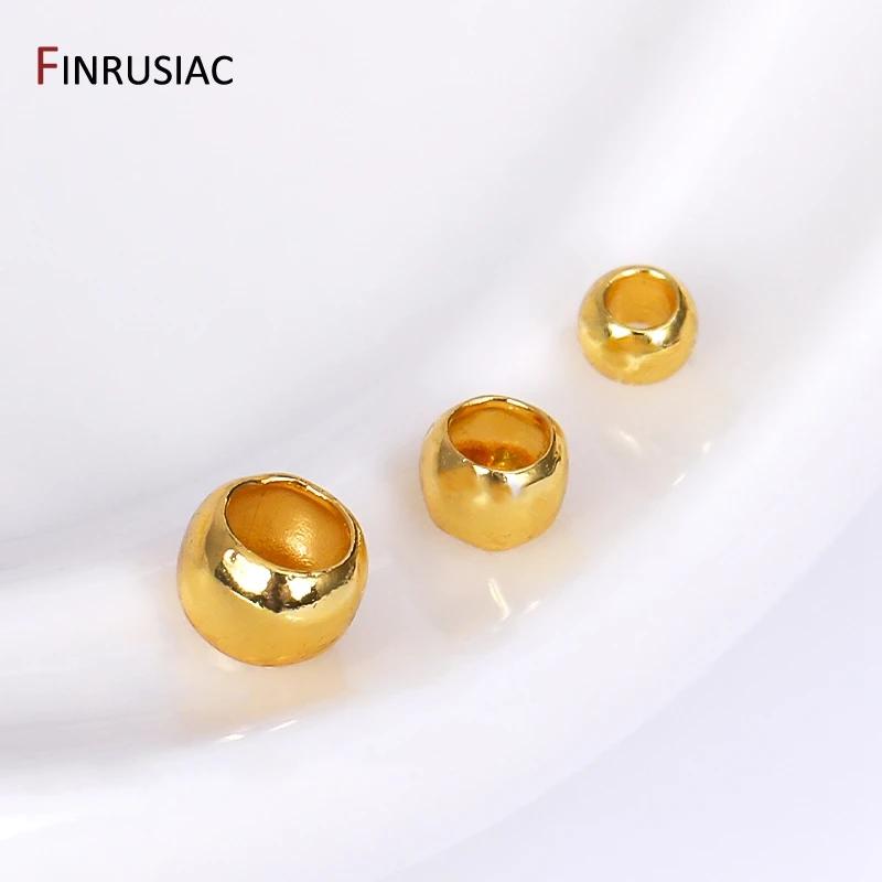 Wholesale 14k/18k Gold Plated Crimp Beads, Brass Metal 2mm/2.5mm/3mm Stopper End Beads For DIY Jewelry Making Supplies Findings