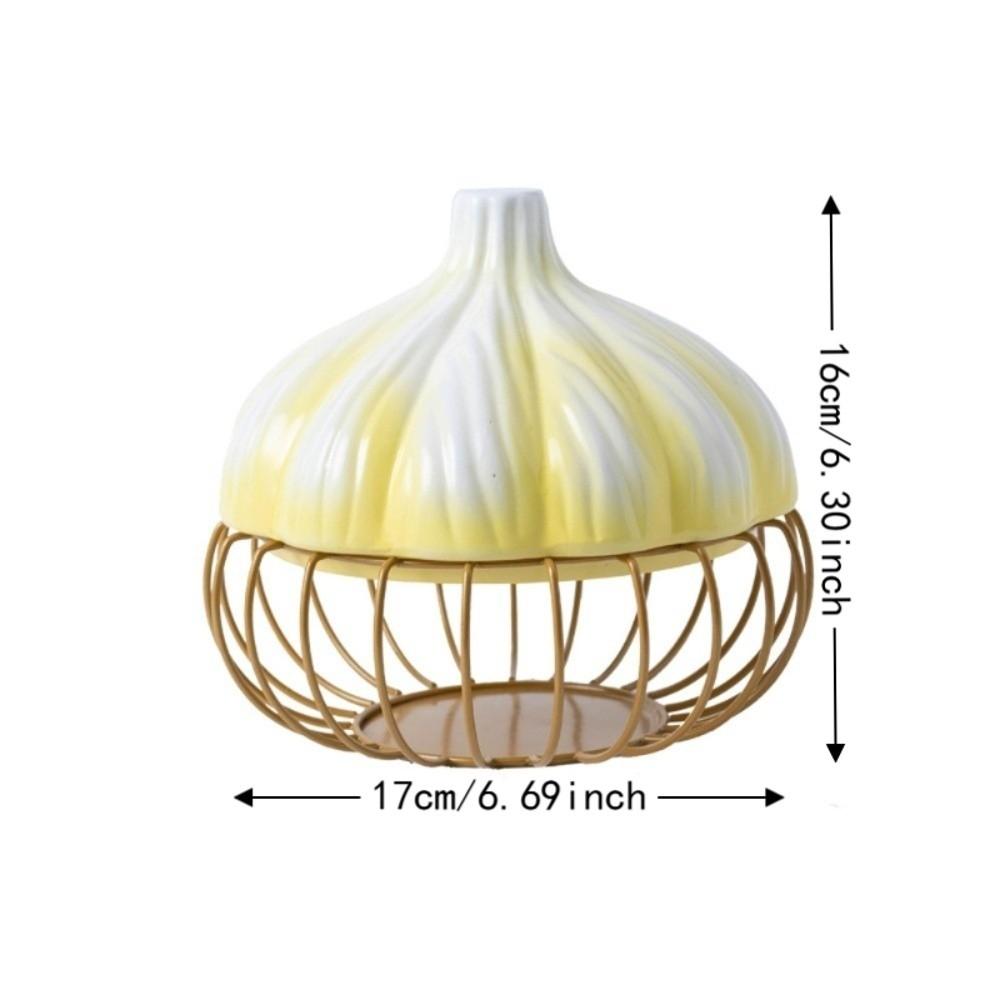 Stylish Iron Garlic Shape Storage Basket Space Saving Egg Storage Garlic Ginger Basket Ceramic Kitchen Shelf Kitchen