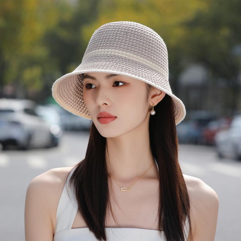 Simple Fashion Knitted Basin Hat Summer Hat Women's Sunscreen Hat Street Portable Bucket Hat Folding Sun Hat