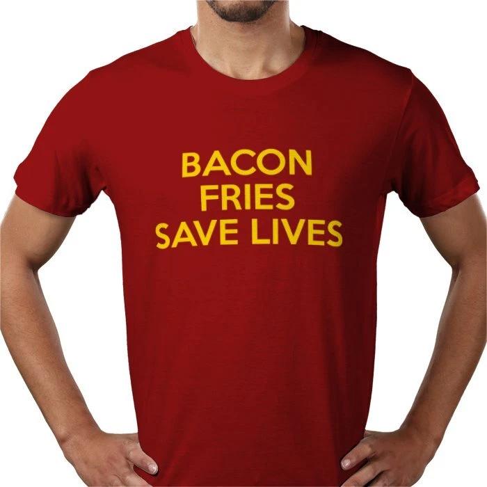 Bacon Fries Save Lives Funny Art Graphic T-shirt Tee - All Sizes