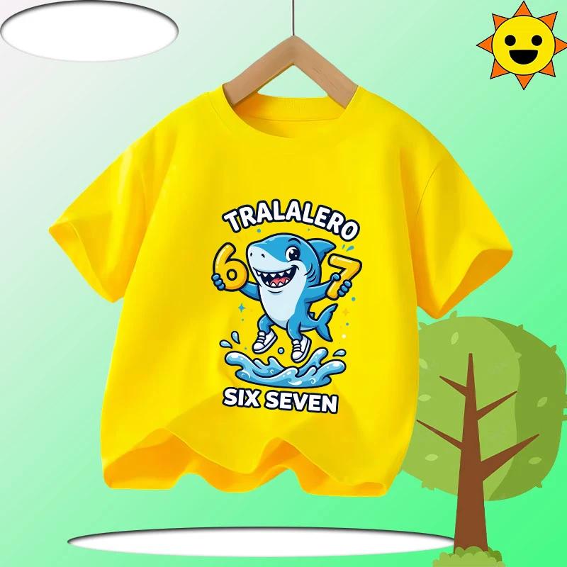 Summer Six Seven 67 Cartoon Cute Print Children‘s Short Sleeve Tops Polyester Casual Kids T-shirt Fashion Boys Girls Clothes Tees