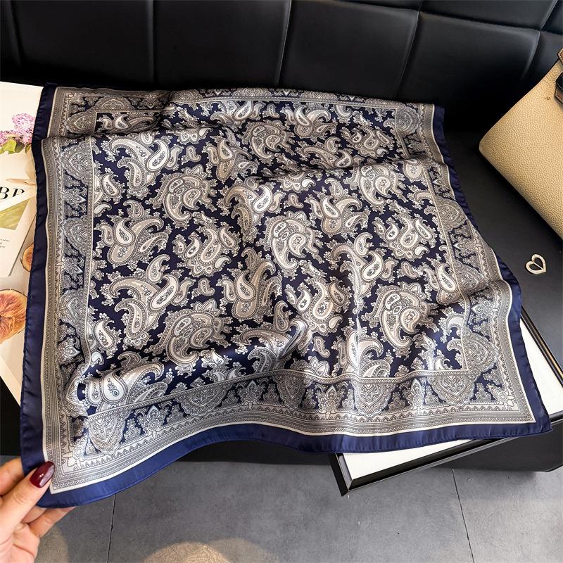 Versatile Cashew Nut Simulation Silk Printing Women's Silk Scarf Square Scarf Premium Shawl Sunscreen Neck Scarf Headscarf Scarf