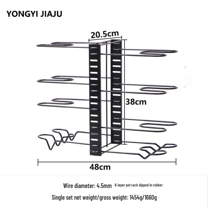 Dwustronny wieszak na garnki: Łatwy w montażu pionowy stojak z żelaznego drutu do przechowywania garnków i patelni