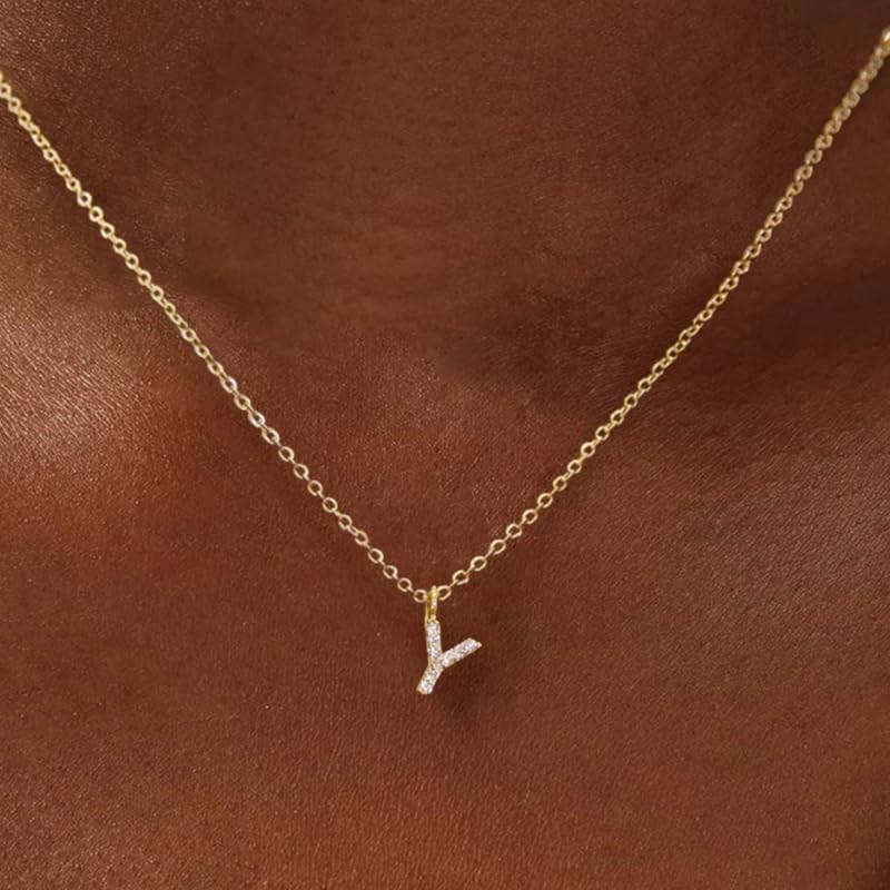 14k Gold-Plated Rhinestone Letter Necklace - Personalized Clavicle Chain Fashion Gift