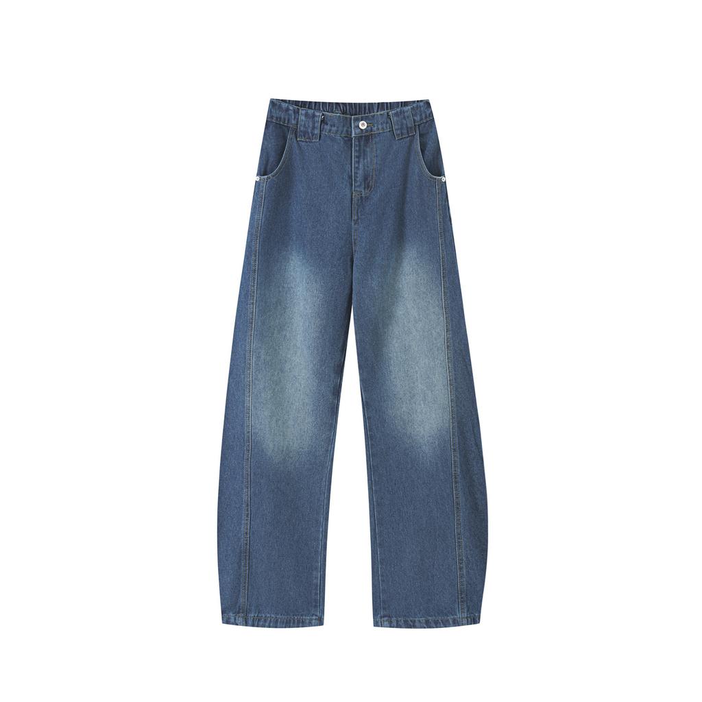 American Washed Light Blue Wide-leg Jeans Boys Trendy Brand New Straight Loose Drape Deconstruction Floor Pants