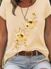 Plus Size Purple Floral Branch Womens Tee  Delicate Watercolor Flower Graphic Casual Light Purple Top