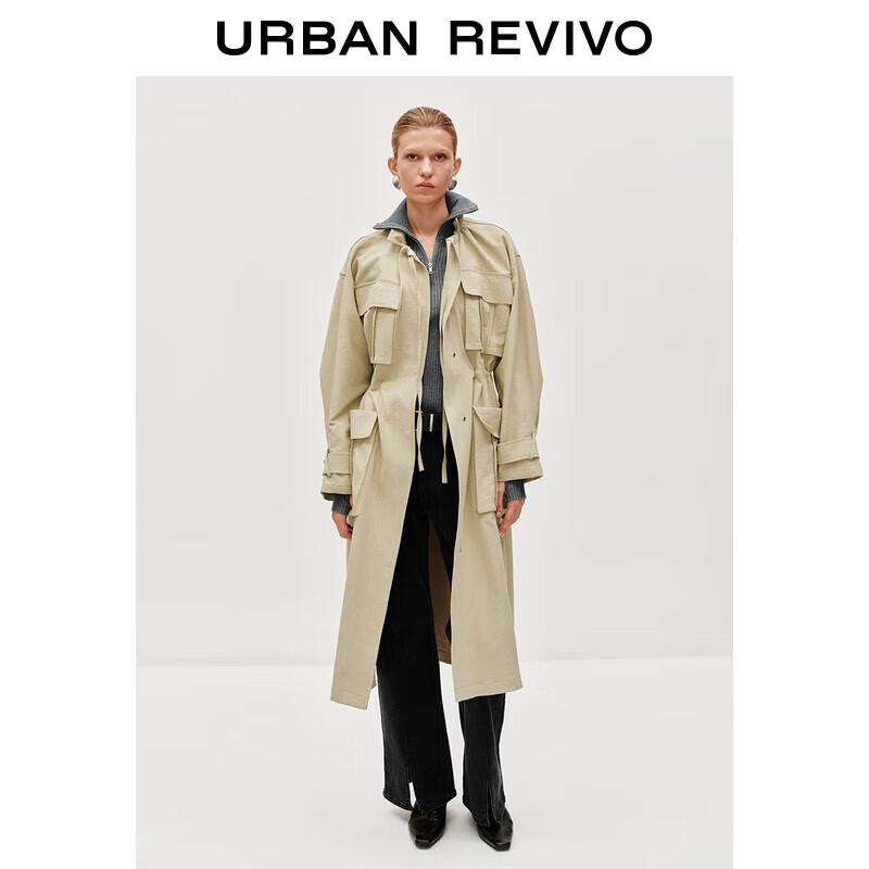 

UR Women s Stand Collar Multi-Pocket Trench Coat M