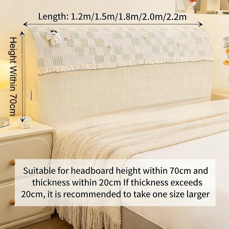 1PC INS Cream Style Full Coverage Headboard Cover Anti-cat Scratch Anti-pilling Dustproof Elastic Soft Bag for Home All Season
