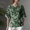 Women's Fashionable Casual Round Neck Printed Top Loose Top Printed Top Loose Top