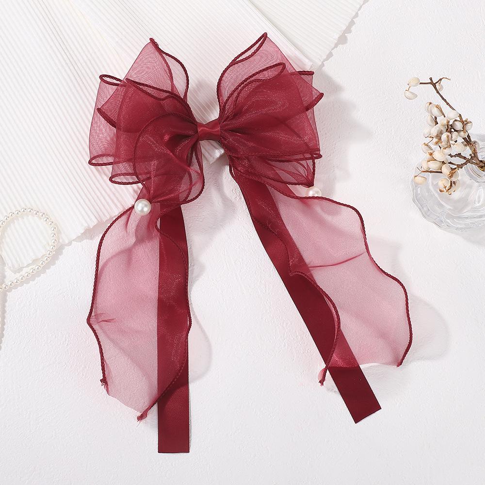 Popular Streamer Bow Hairpin Children S Chiffon Yarn Solid Color Hair Accessories Macaron Cute Hairpin 5282