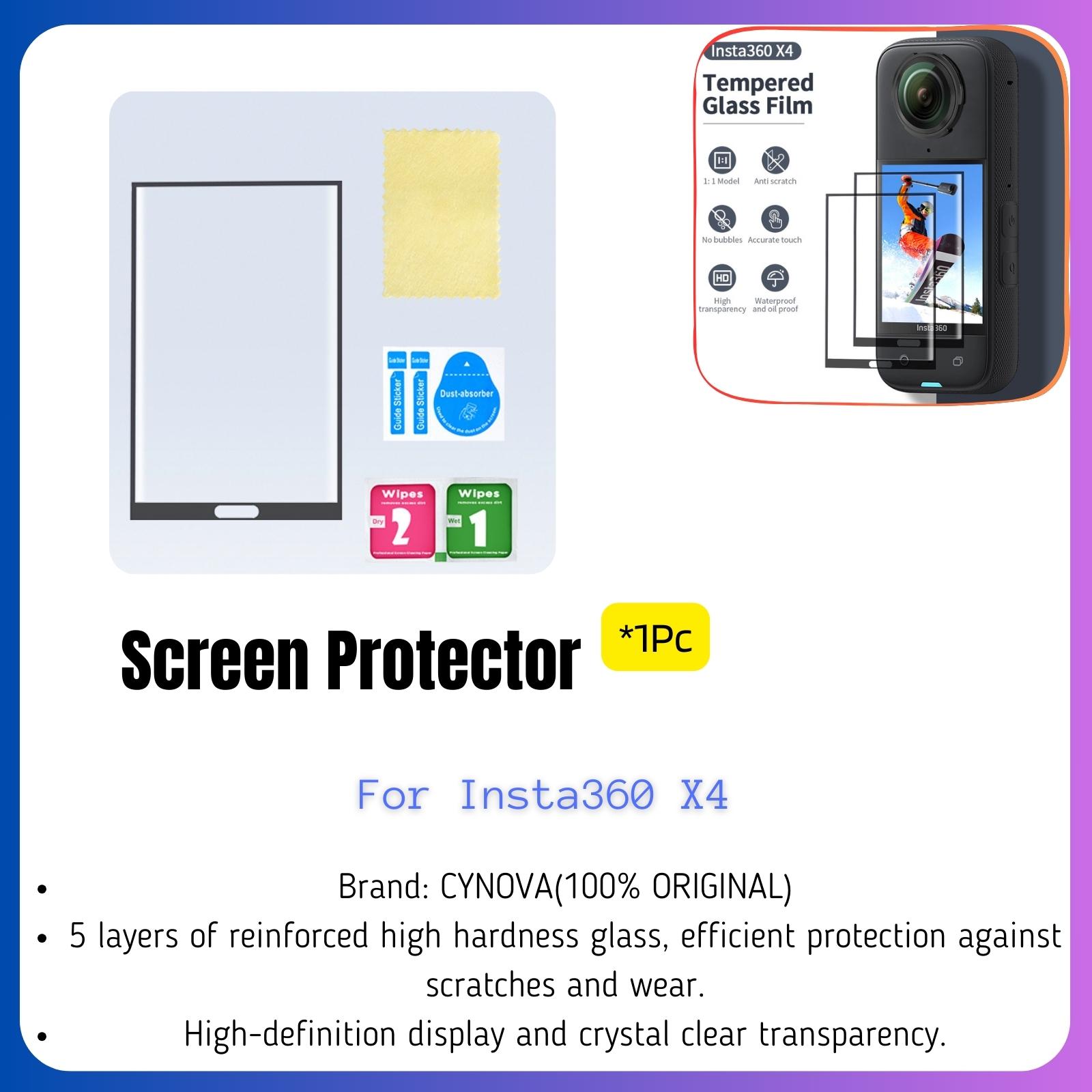 

Cynova для Insta360 X5 Защитная пленка для экрана из закаленного стекла 2.5D Полностью защитная прозрачная крышка для Insta 360 X4 Аксессуары