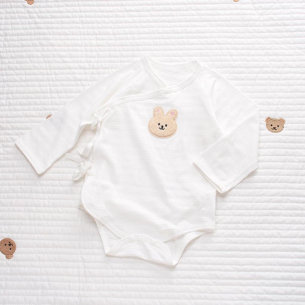 Nordic Style Summer Baby Cotton Romper Set – Ultra-Thin Long Sleeve Onesie with Boneless Hip Wrap