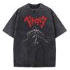 Anime Berserk Guts Graphic Printed Tee Men Women Vintage Washed Casual Tshirts High Quality Cotton T Shirt Harajuku Male Tshirt