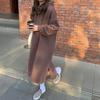 Women Dresses Loose Autumn Winter Long Woolen Skirt Over The Knee Hooded