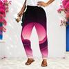 Women S Plus Size Loose Fit Printed Long Pants Black Pink Gradient With Pockets
