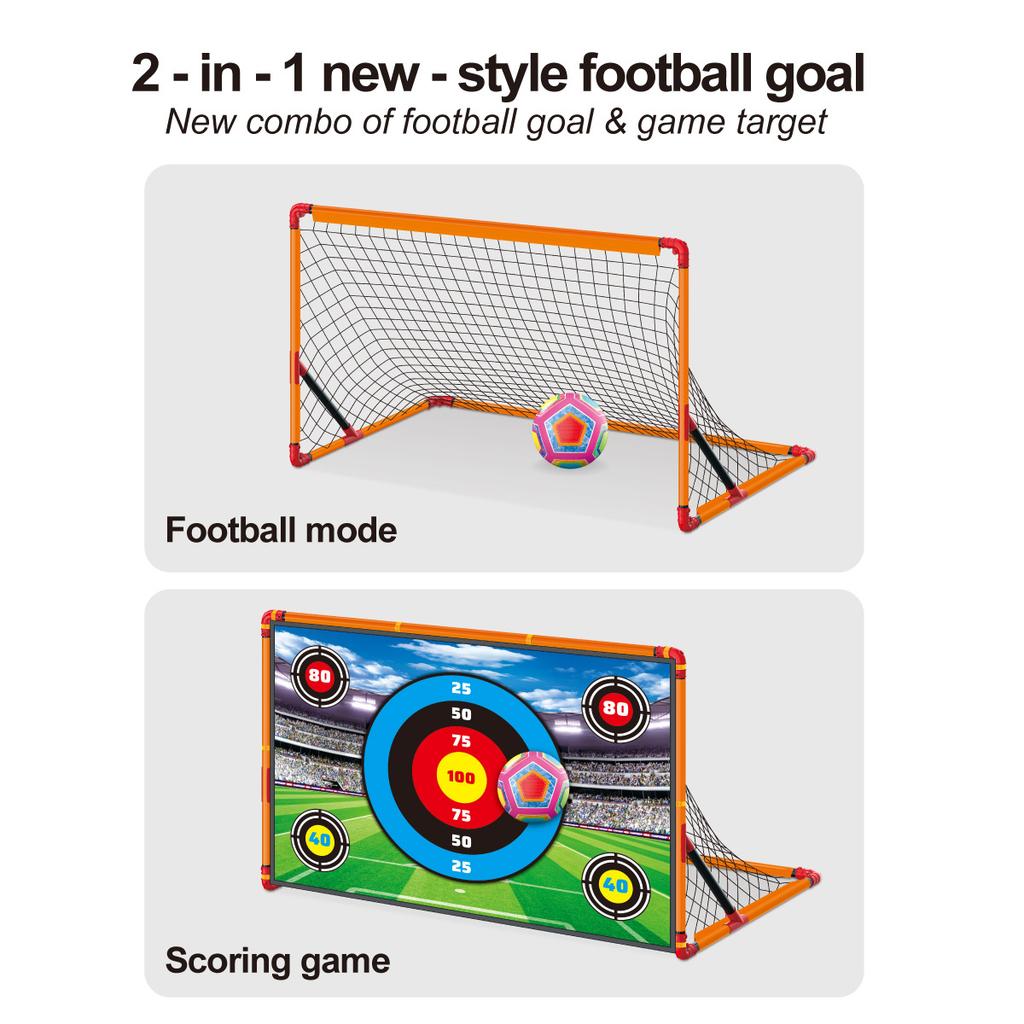 Foldable Soccer Goal Training Set Kids Portable Soccer Toy Boys Sports Gift Age 6+ New