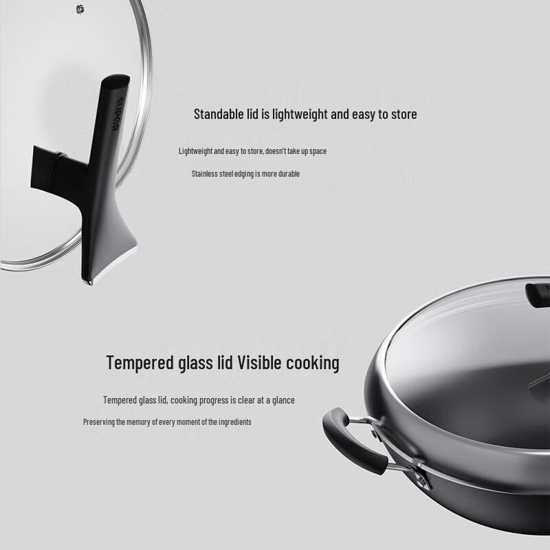 Supor 30cm Cast Iron Flat-Bottom Wok
