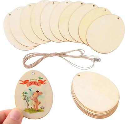 Hand-Painted Easter Egg Wood Slice Tag for DIY Crafting