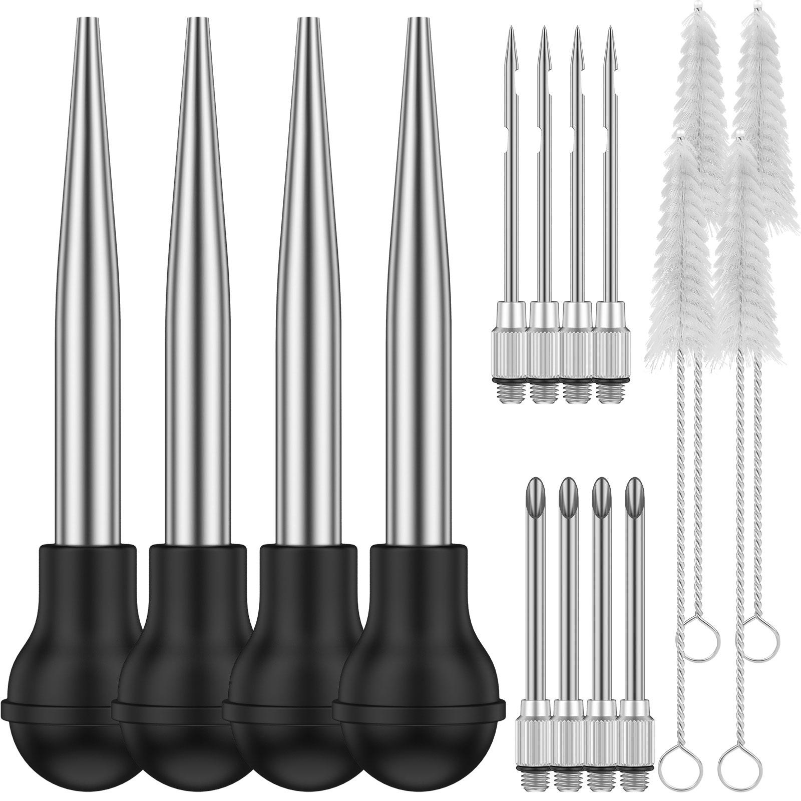 

Turkey Baster Set Stainless Steel Turkey Baster Syringe Meat Marinade Injector Needle with Needles Silicone Bulb Kitchen Tool