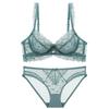 European and American sexy large-size underwear women's French ultra-thin transparent lace bra big chest small anti-sagging underwear set