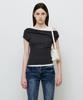 MONGDOL Double Layered One-Shoulder T-Shirt Charcoal Mdts093Charcoal