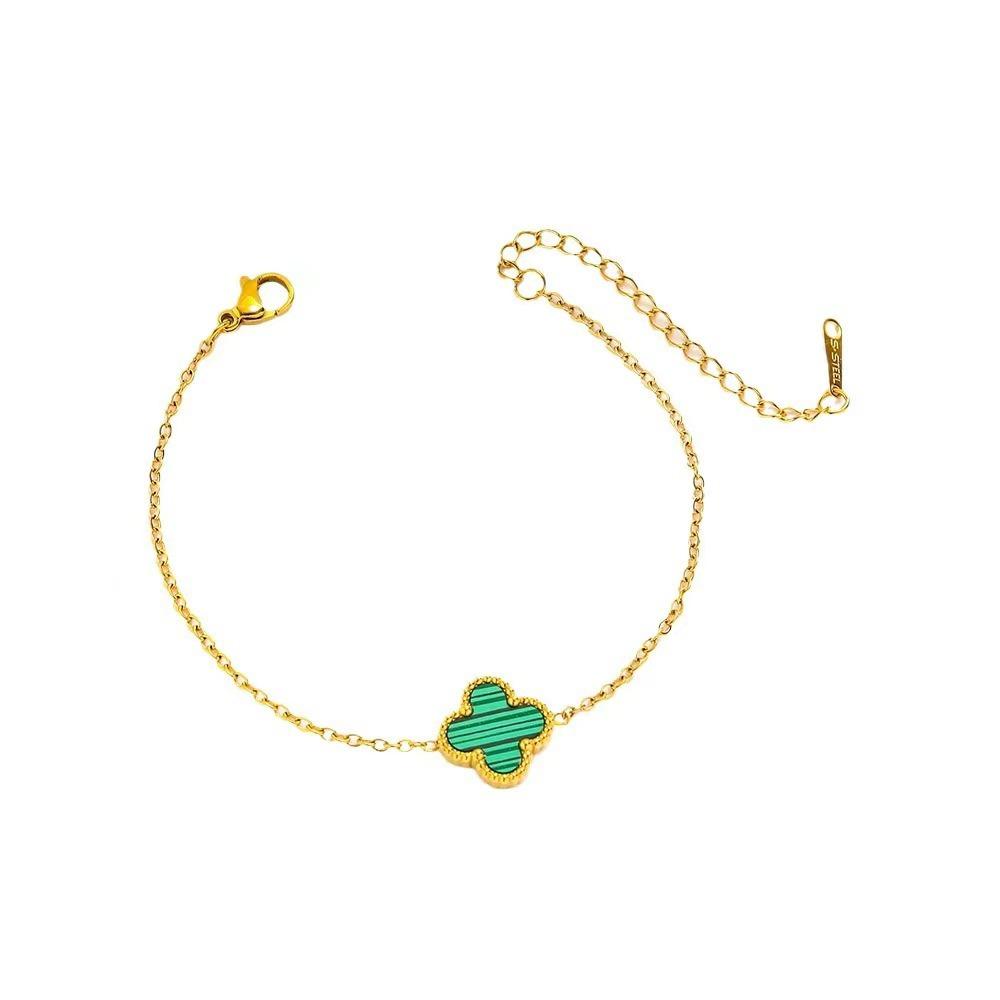 Single Flower Double Sided Four-Leaf Clover Bracelet Light Luxury Simple High Sense Of Women's Hand Jewellery